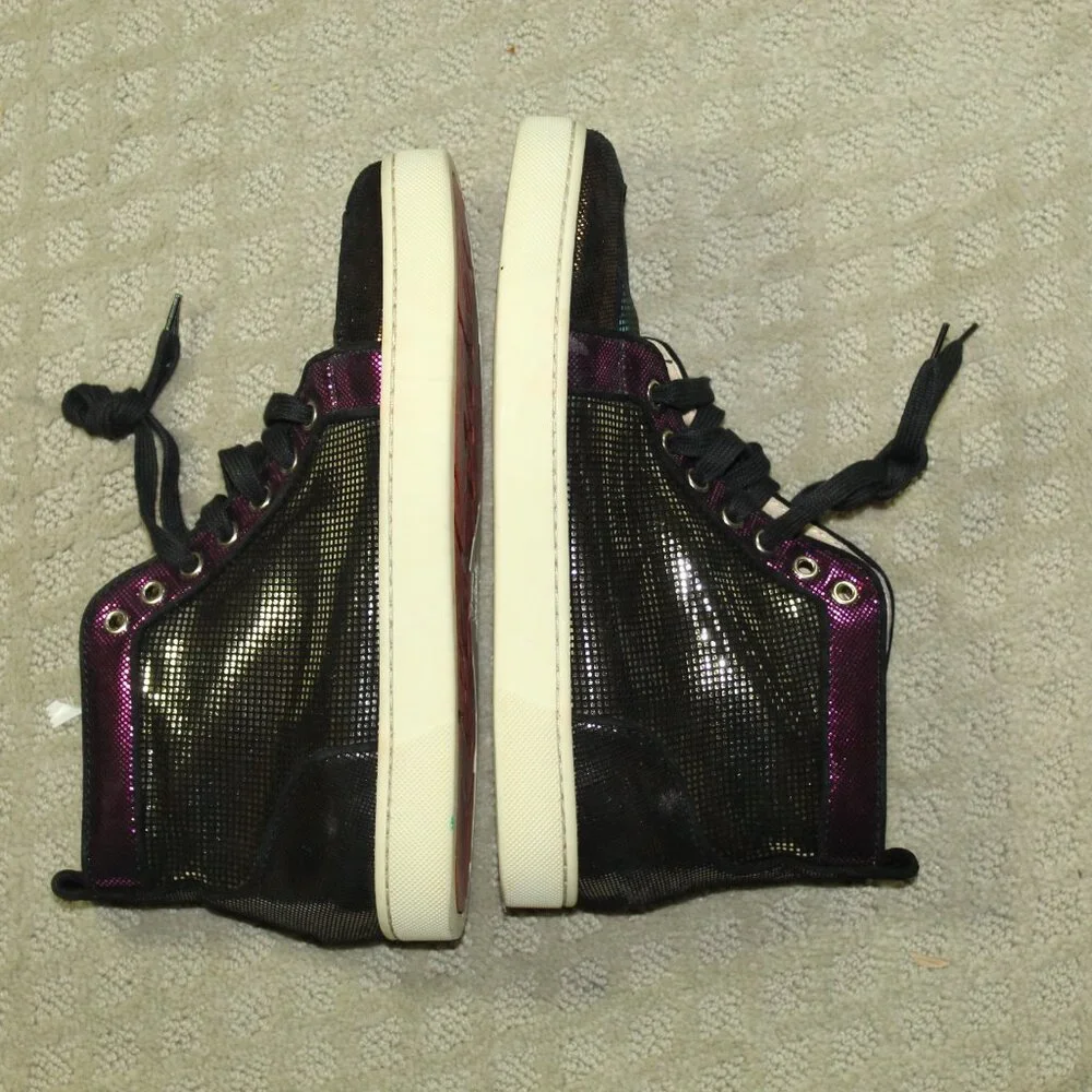 RARE!! Christian Louboutin Size 38.5 Metallic Iridescent Orlato High Top Sneaker